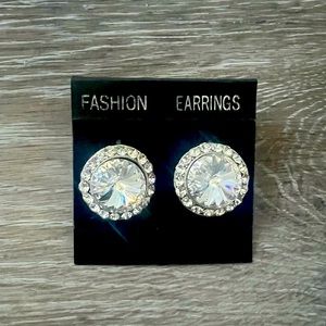 Rhinestone Stud Push Back Earrings